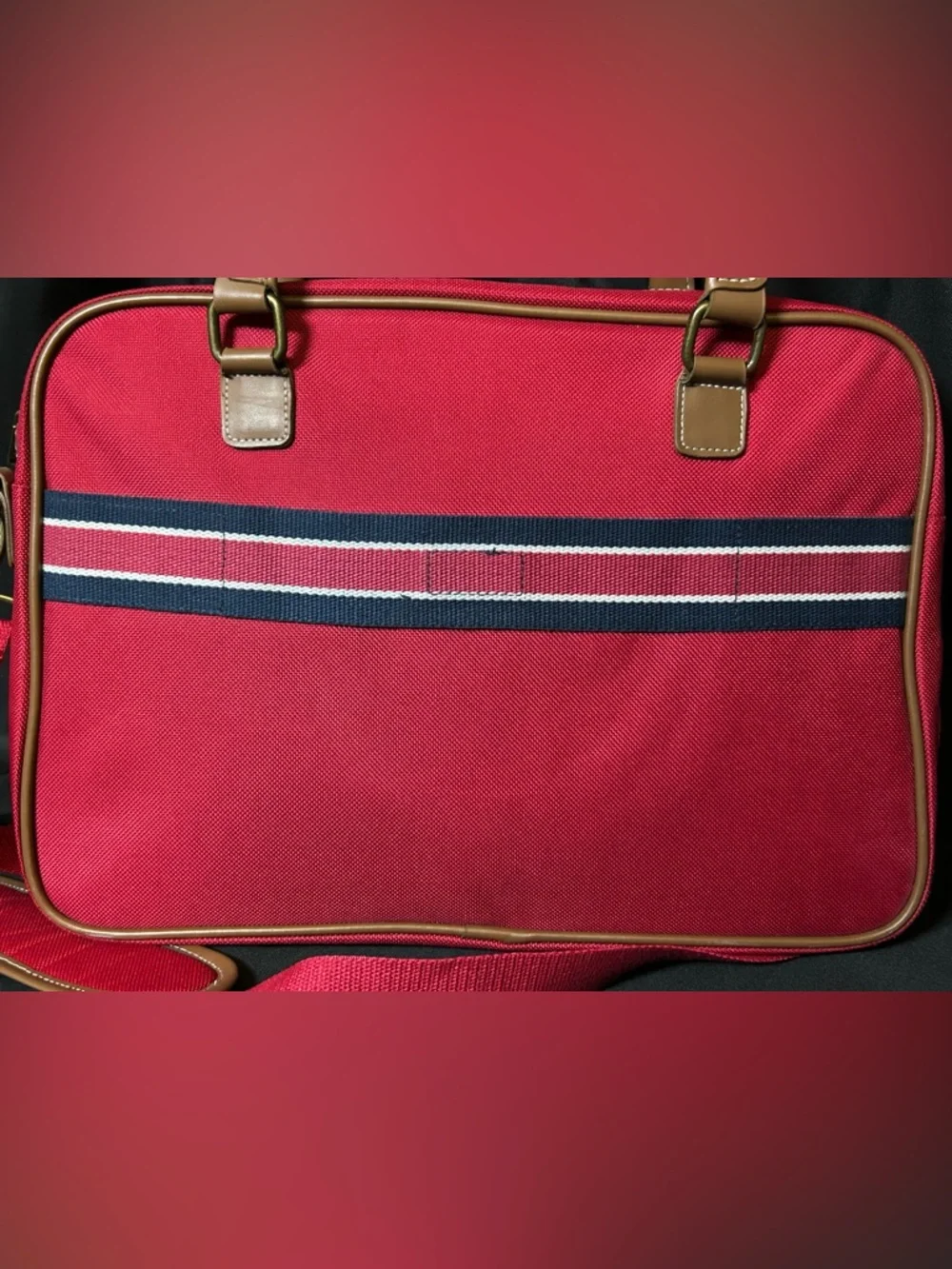 Tommy Hilfiger Vintage Canvas Crossbody Laptop Bag Tote Travel Bag